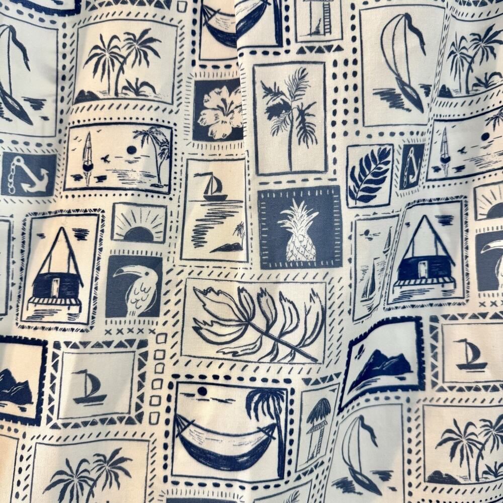 MABLE Womens Medium Wrap Midi Skirt Blue White Tropical Nautical Beach Vacation - Picture 7 of 15